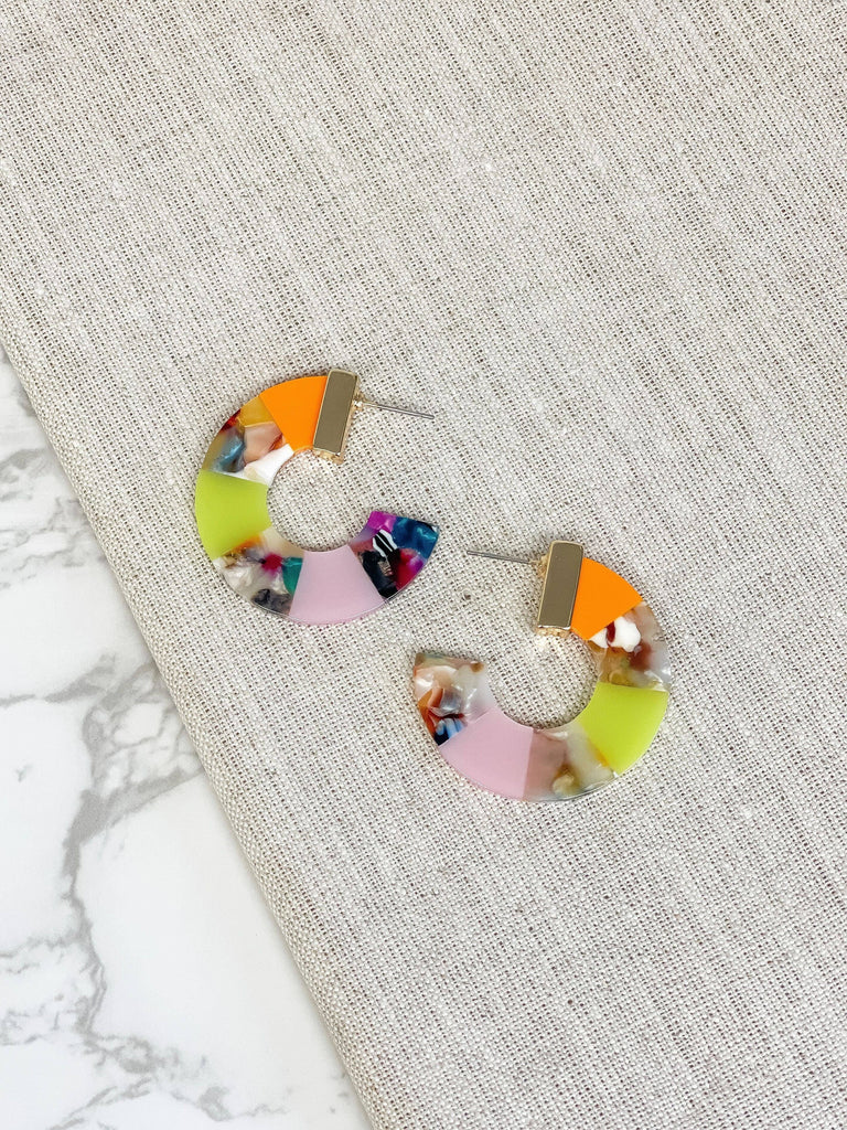 Color Block Acrylic Hoop Earrings