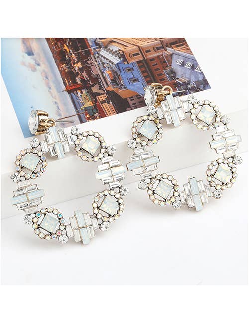 Silver Lilly Swarovski Jeweled Antique Statement Earrings