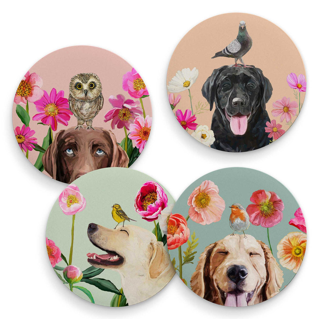Dogs And Birds - Set of 4 Coaster Sets