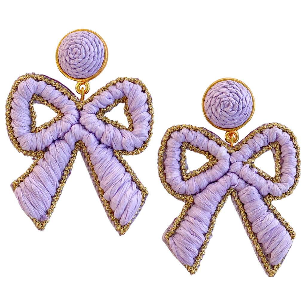 Bow Raffia Earrings | Lavender