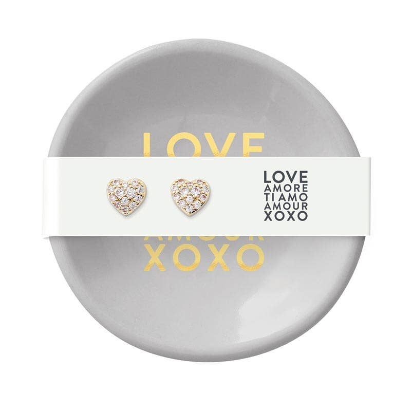 Ceramic Ring Dish & Earrings - Love Amore