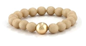 Beige Natural Stone with Gold Beaded Stretch Bracelets
