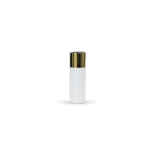 Gold Topped White Ceramic Cylinder