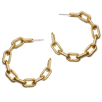 Worn Gold Chain 2" Hoop Earrings