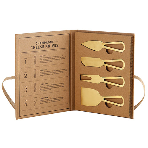 CARDBOARD SET - CHAMPAGNE GOLD CHEESE KNIVES
