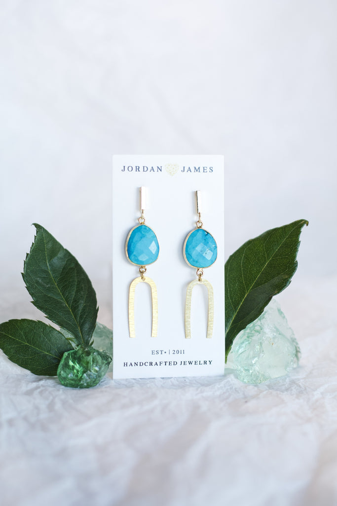 TURQUOISE DROP EARRINGS WITH FORK