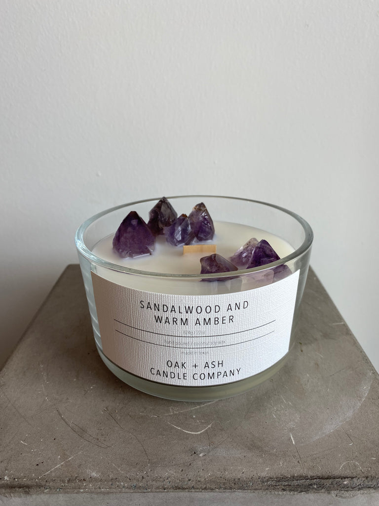 Sandalwood + Amber Crystal Candle