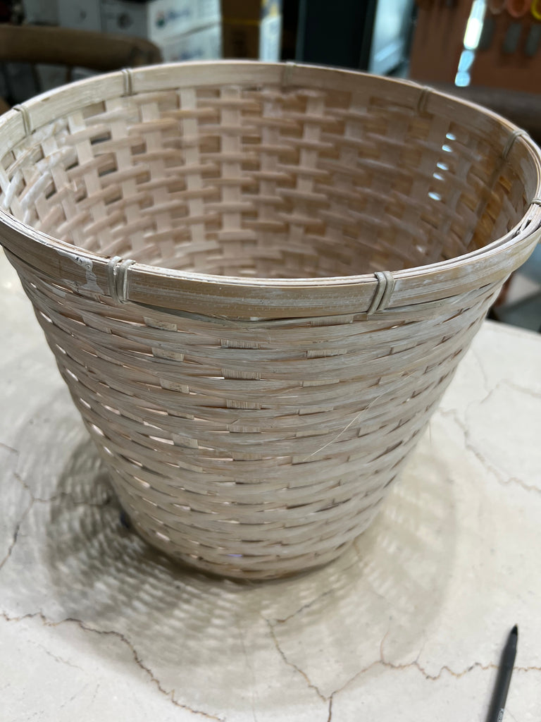 White washed woven basket