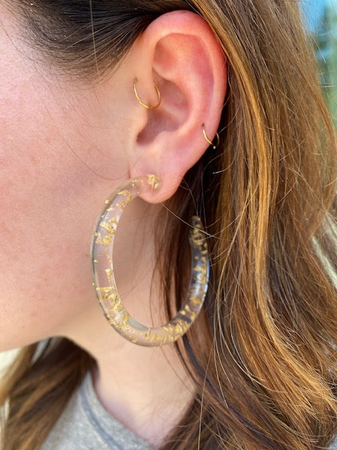Gold Fleck Hoop Earrings