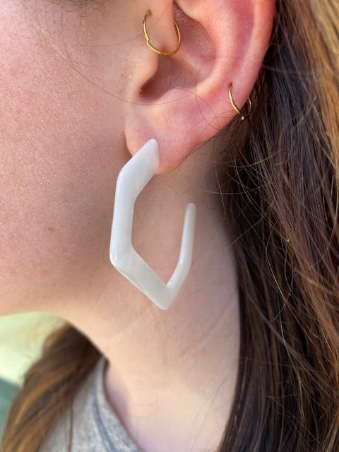 White Acrylic Hoop Earrings