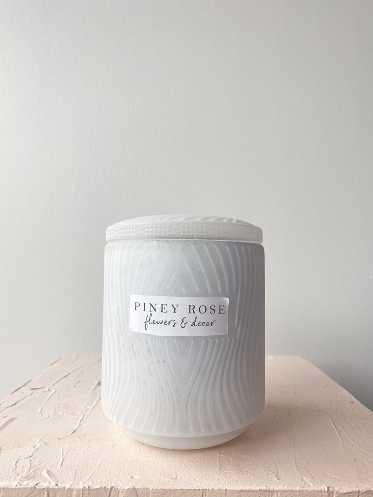 Designer Soy Candle -  White Glass Vanilla Almond