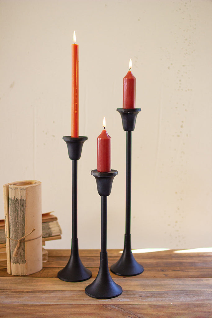 Black metal taper candle stands
