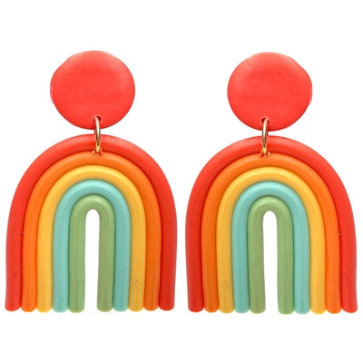 Rainbow Polymer Clay Earring