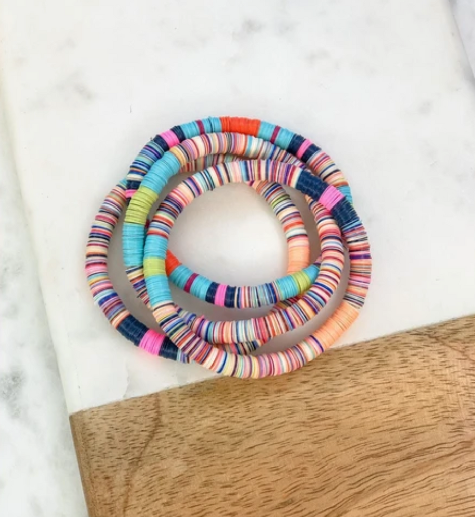 Multi color disk bracelet stack
