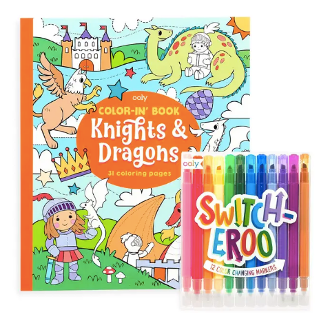 Knight and Dragon Switcheroo Coloring Packet
