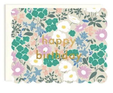 Birthday Scalloped Floral Greeting Card