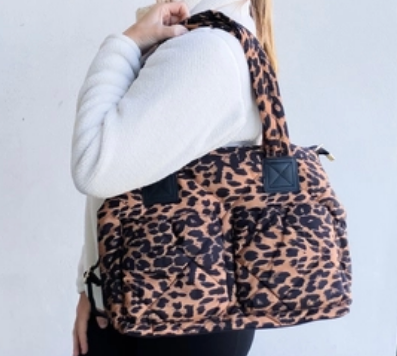 Leopard Puffer Messenger Bag
