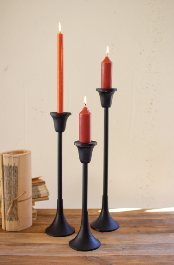 Three Metal Taper Candle Stands