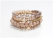 Rose/Natural Stone Bracelet set of 5