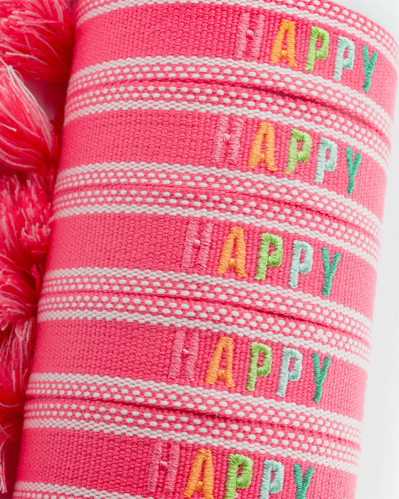 Colorful Embroidered Bracelets | Hot Pink | Happy