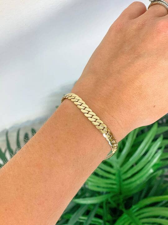 Water Resistant Gold Curb Link Bracelet