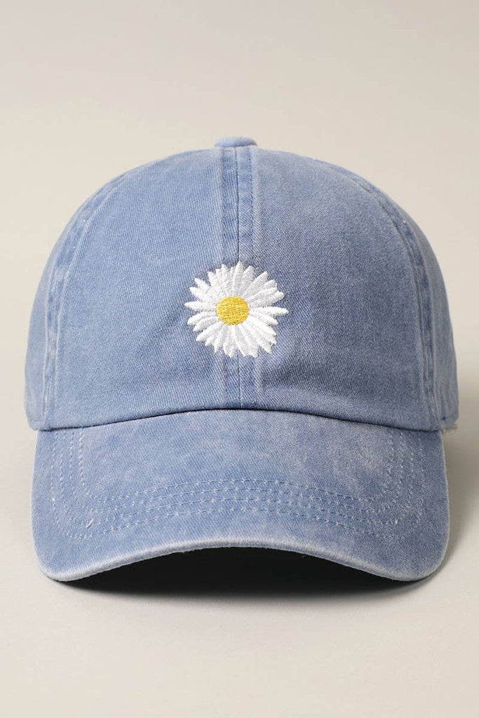 Daisy Embroidery Cotton Baseball Cap Hat