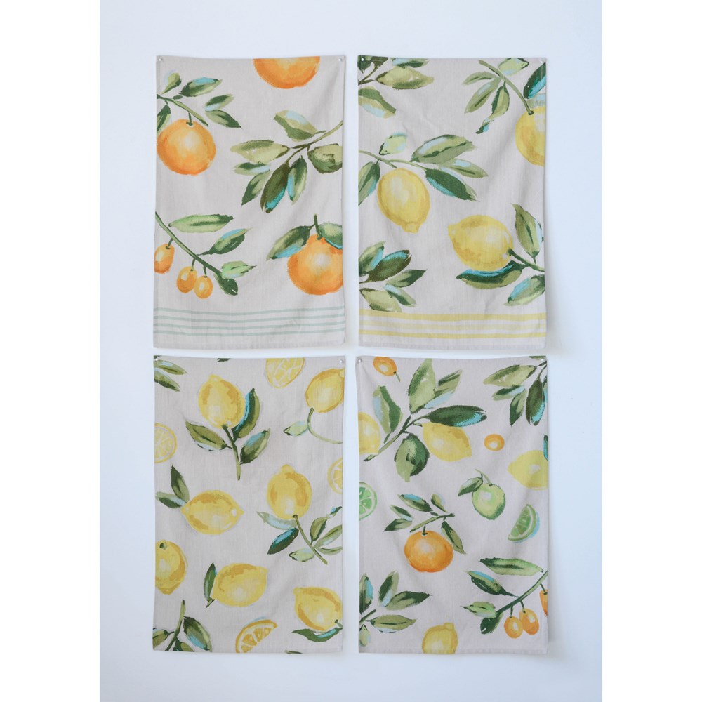 Cotton Tea Towels w/ Citrus Fruit, 4 Styles