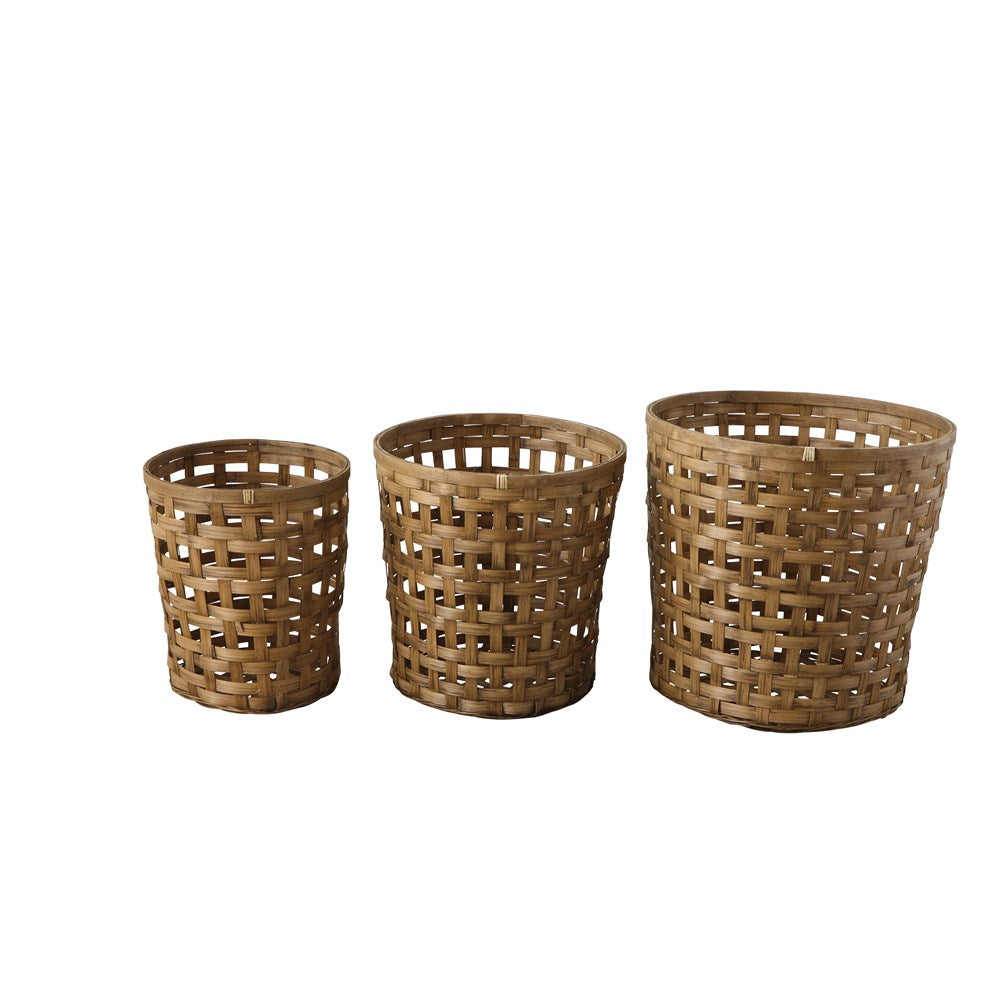 Woven Bamboo Bushel Baskets, Set of 3