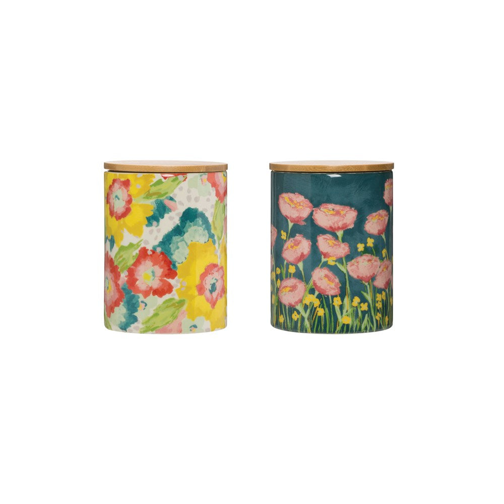 Floral Stoneware Canister