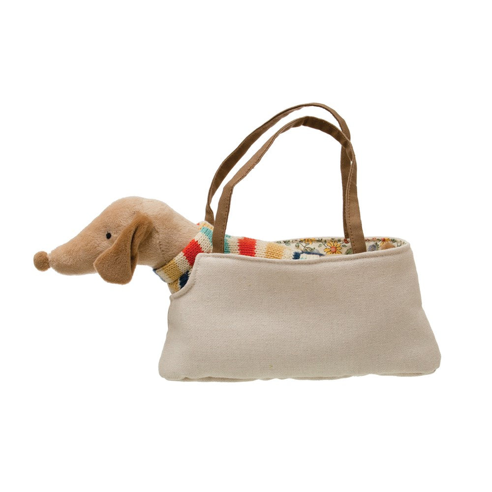 Cotton Removable Dachshund in Dog Carrier, Brown