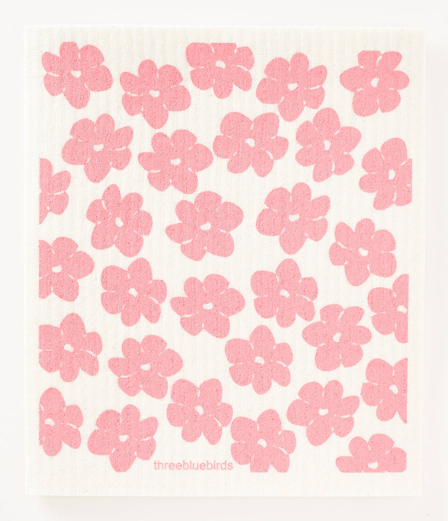 Pink Poppies Swedish Dishcloth
