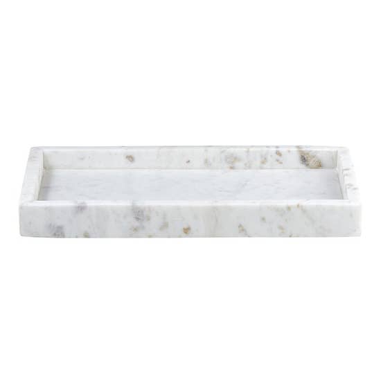 White Rectangle Marble Tray