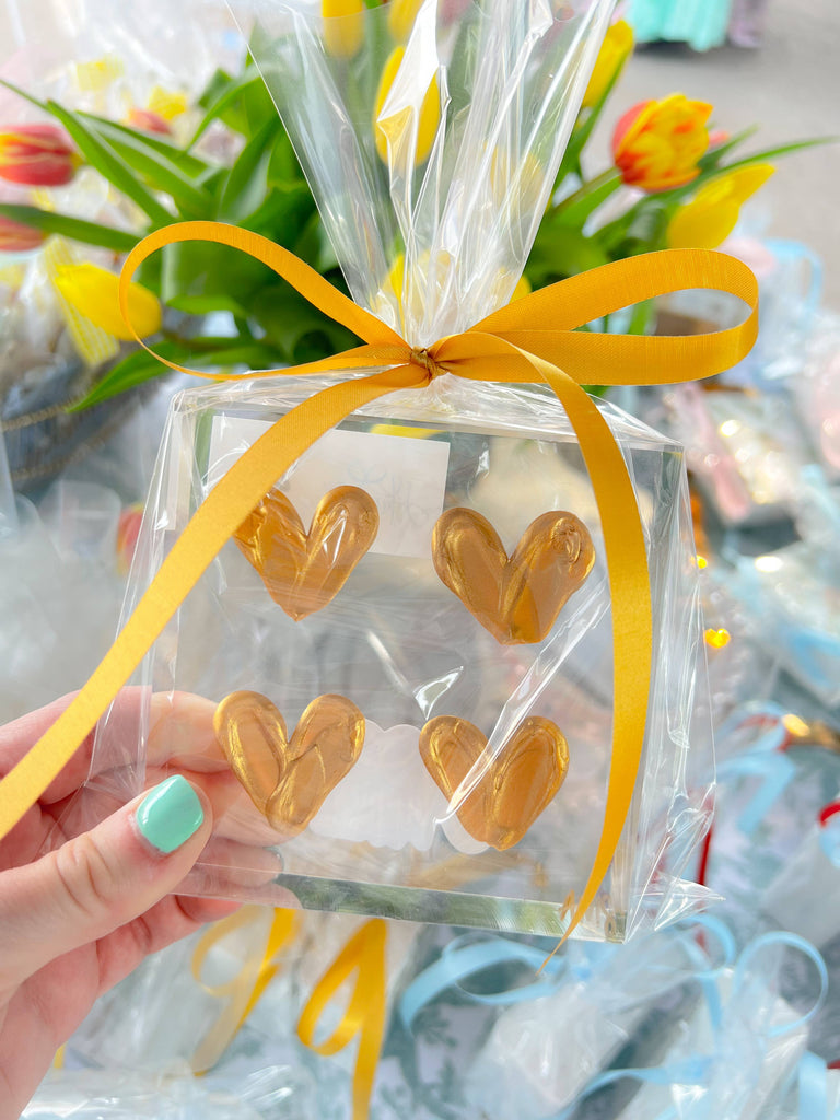 Glass - 3x3 inch Gold Hearts